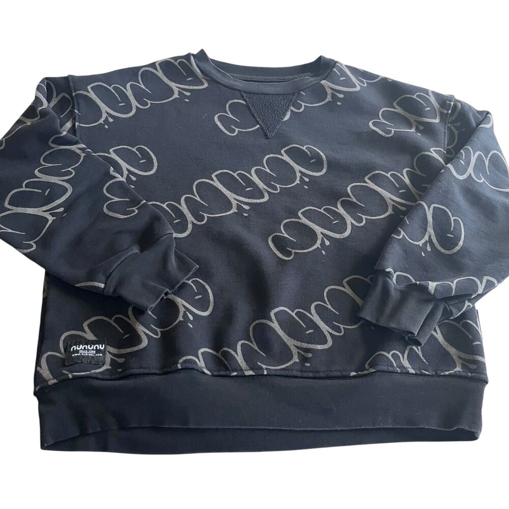 Nununu unisex boy girl black bubbly letters sweatshirt size 10-11